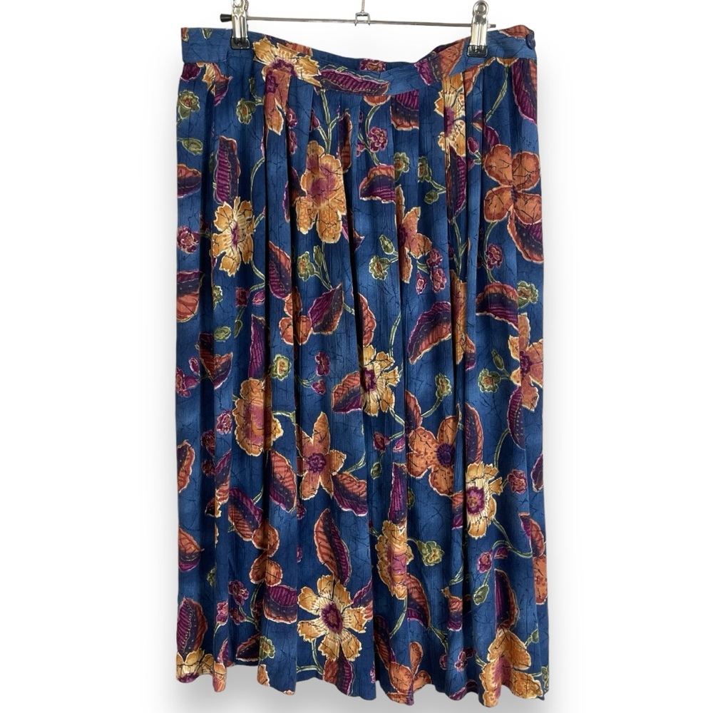 Vintage Floral Skirt Batik Alfred Dunner Sz 12‎ Midi Flowy Hippie Crinkly Fabric